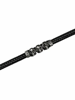 Bracelet Leather Steel Skulls