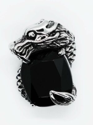 Pendant Steel Dragon Black Sto