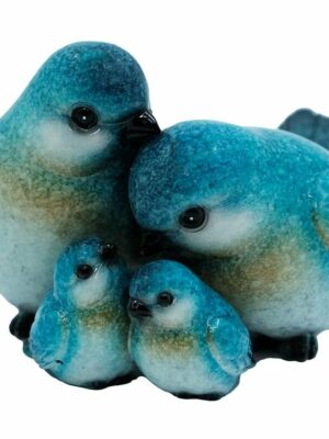 Bird Family Blue Decoration