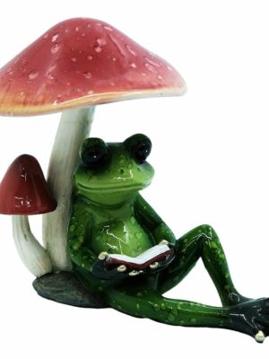 Frog Reading Under Mushroom