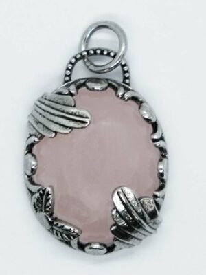 Pendant Oval Wings Rose Quartz