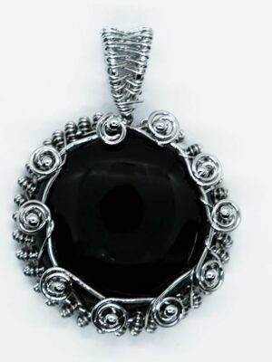 Pendant Round Wired Obsidian