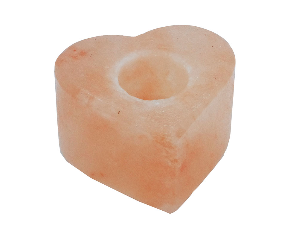 T-Light Holder Salt Heart 4x1.5 Inch. 6PCS