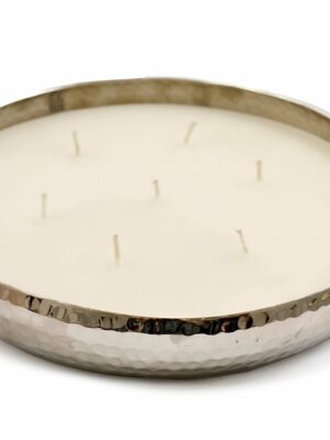 Candle in Hammered Holder Silver