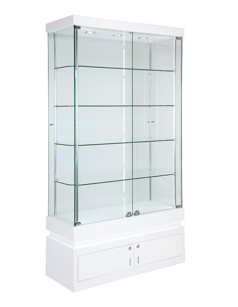Frameless Glass Cabinet 650X400X1900mm 4 Shelves Led Strip Lighting Code 99911