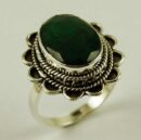 Silver Ring Oval Emerald