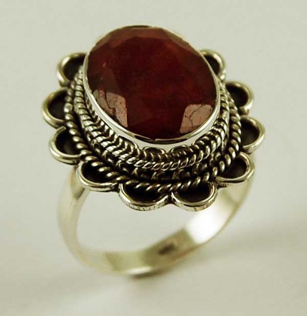 Silver Ring Oval Ruby