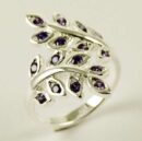 Ring Silver Leaves Amethyst