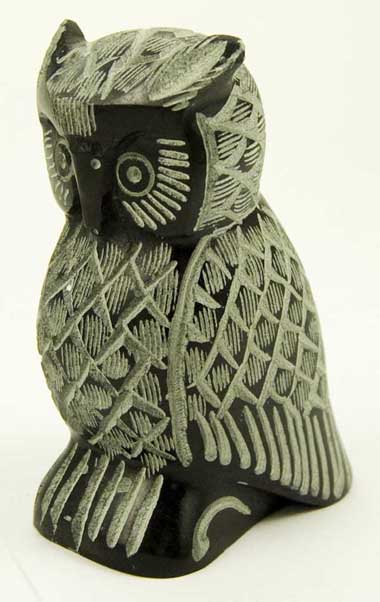 Owl Soapstone Black 5 Inch