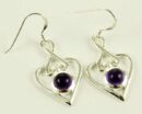 Silver Earring Heart Amethyst