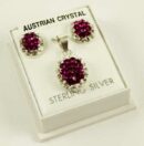 Silver Pendant Set Fuschia