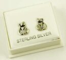 Silver Earring Stud Cat L1cm