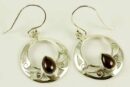 Silver Earring Garnet Cab