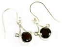 Silver Earring Garnet Drop
