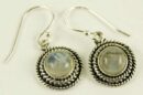 Silver Earring Moonstone Circl