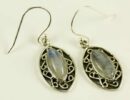 Silver Earring Moonstone Oval