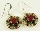 Silver Earring Ruby Circle