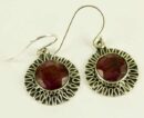 Silver Earring Ruby Cut