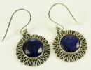 Silver Earring Sapphire Cut