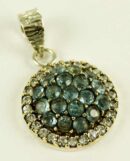 Silver Pendant Circle Aqua