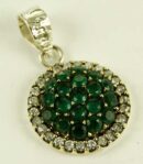 Silver Pendant Circle Emerald