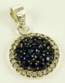 Silver Pendant Circle Sapphire