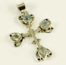 Silver Pendant Cross Moonstone