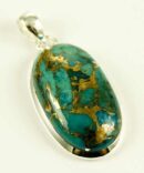 Silver Pendant Oval Slim Turq