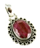 Silver Pendant Ruby Cut