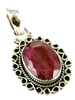 Silver Pendant Ruby Cut