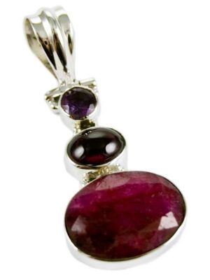 Silver Pendant Ruby Plain