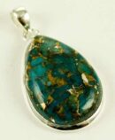 Silver Pendant Tear Drop Turq