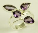 Silver Ring Amethyst 4 Stones