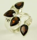 Silver Ring Garnet 4 Tear Drop