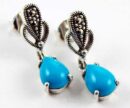 Earring Silver Marcasite Turquoise