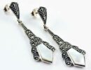 Earring Marcasite Stone Drop Mother Of Pearl