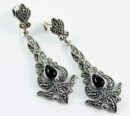 Earring Silver Marcasite Onyx
