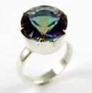 Earring Circle Stone Claw Inset Mystic Topaz Purple
