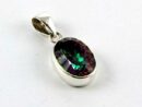 Pendant Silver Oval Plain Stone Mystic Topaz