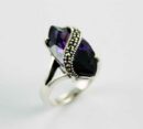 Silver Ring Oval Point Purple