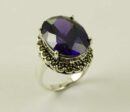 Ring Silver Oval Cut Amethyst
