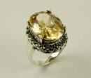 Ring Silver Oval Cut Citrine