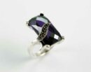Ring Silver Rectangle Amethyst