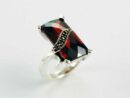 Ring Silver Rectangle Garnet