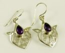 Silver Earring Amethyst Stone
