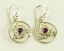 Silver Earring Amethyst Stone