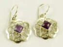 Silver Earring Amethyst Stone
