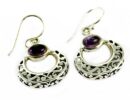 Silver Earring Amethyst Stone