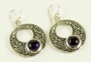 Silver Earring Amethyst Stone