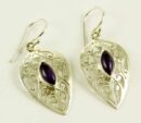 Silver Earring Amethyst Stone